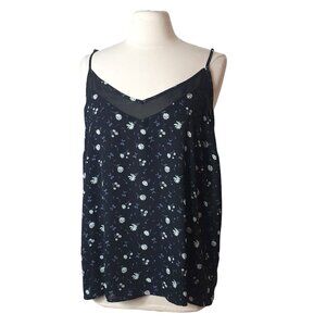Maurices Womens Plus Camisole Sz 1Black Floral V-Neck Flowy Top Layering Cottage
